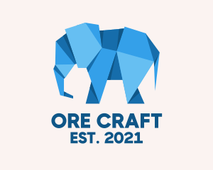 Blue Papercraft Elephant  logo design