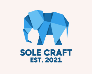 Blue Papercraft Elephant  logo design