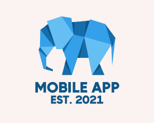 Origami - Blue Papercraft Elephant logo design
