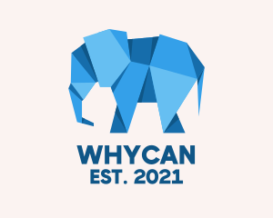 Jungle - Blue Papercraft Elephant logo design