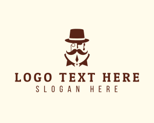 Suit - Gentleman Mustache Monocle logo design