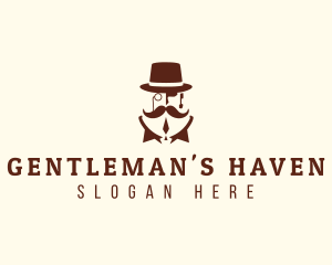 Gentleman Mustache Monocle logo design