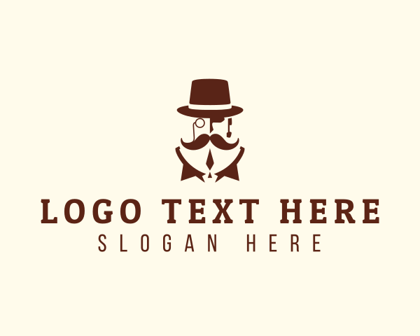 Suit - Gentleman Mustache Monocle logo design