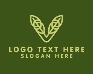 Herbal - Green Leaf Letter V logo design