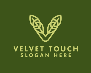 Green Leaf Letter V logo design