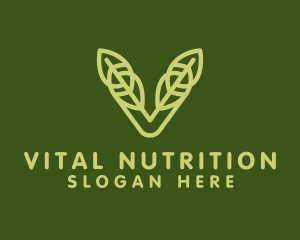 Green Leaf Letter V logo design