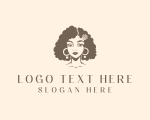 Afro - Flower Hairstyle Salon logo design