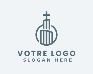 Blue - Christian Cross Church logo design