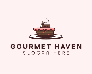 Ship Cake Dessert  logo design