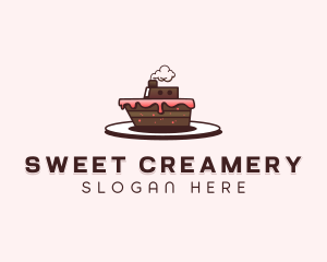 Ship Cake Dessert  logo design