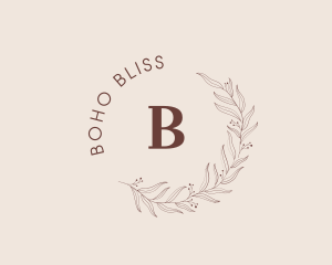 Elegant Leaf Floral Wreath logo design