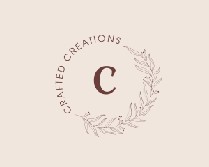 Elegant Leaf Floral Wreath logo design