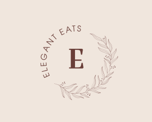 Elegant Leaf Floral Wreath logo design