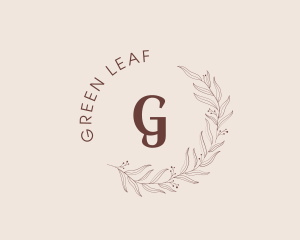 Elegant Leaf Floral Wreath logo design