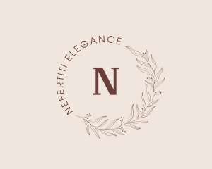 Elegant Leaf Floral Wreath logo design