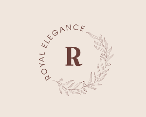 Elegant Leaf Floral Wreath logo design