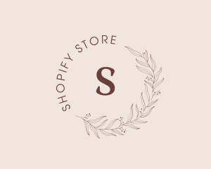 Elegant Leaf Floral Wreath logo design