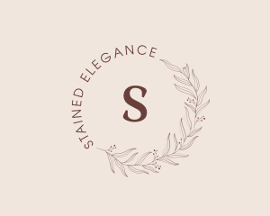 Elegant Leaf Floral Wreath logo design