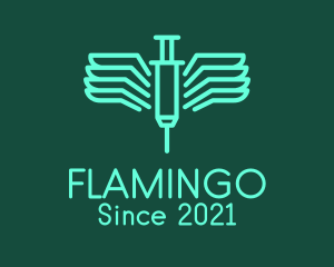 Line Art - Blue Flying Syringe logo design