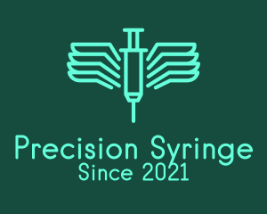 Syringe - Blue Flying Syringe logo design