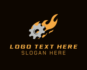 Gear - Mechanic Cog Flames logo design
