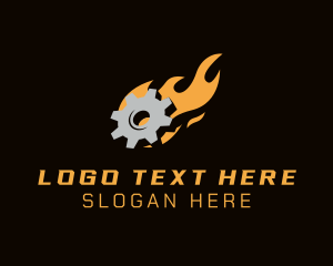 Fire - Mechanic Cog Flames logo design