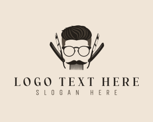 Hair Mustache Barber Logo