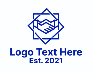 Handshake - Geometric Badge Handshake logo design