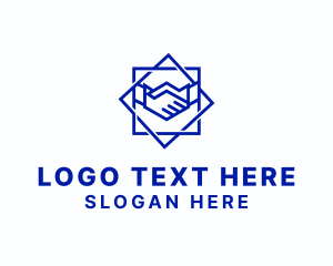 Hand - Geometric Badge Handshake logo design