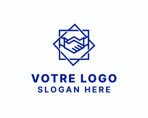 Geometric Badge Handshake Logo