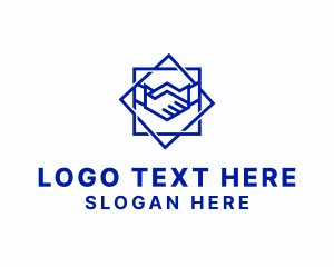 Geometric Badge Handshake Logo