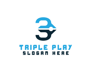 Three - Writing Pen Number 3 logo design