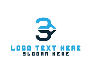 Three - Writing Pen Number 3 logo design