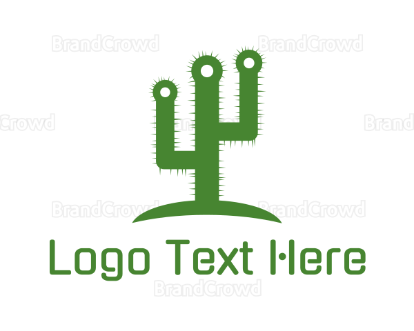 Green Spikey Cactus Logo