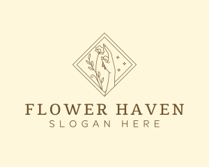 Feminine Hand Flower logo design