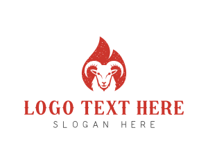 Hot - Goat Flame Barbecue Restaurant logo design