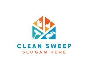 Mopping - House Cleaning Maintenance logo design