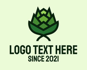 Draught Beer - Green Hops Flower logo design