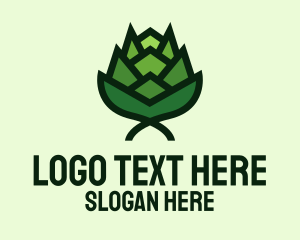 Green Hops Flower  Logo