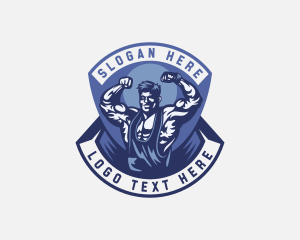 Workout - Strong Man Bodybuilder logo design