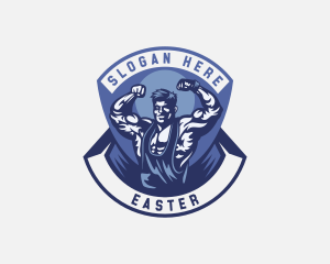 Man - Strong Man Bodybuilder logo design