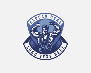 Crossfit - Strong Man Bodybuilder logo design