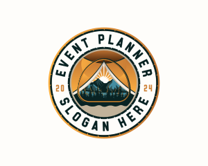 Hiker - Camping Tent Mountain logo design