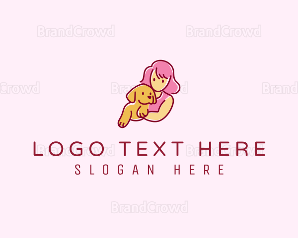 Girl Dog Pet Logo