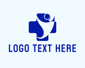 Pharmacy - Blue Human Cross logo design