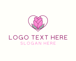 Florist - Rose Flower Heart logo design