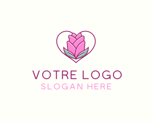 Rose Flower Heart Logo