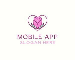 Rose Flower Heart Logo