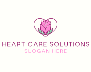 Rose Flower Heart logo design