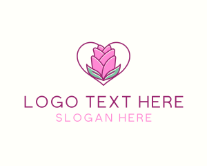 Flower Shop - Rose Flower Heart logo design